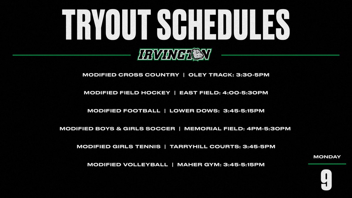 Modified Sports Tryouts Start Tomorrow!!! 💚💚💚
