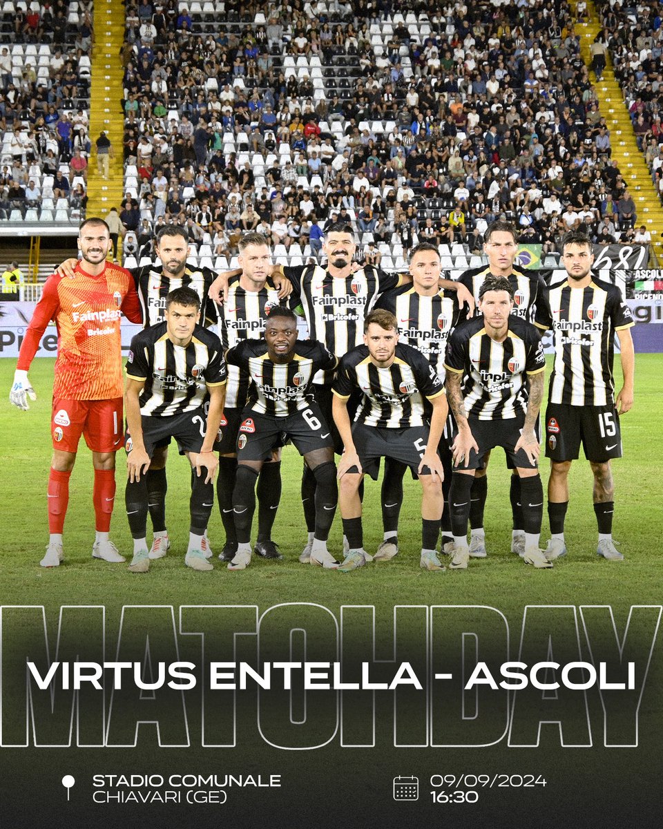 ➢ 𝙊𝙜𝙜𝙞 si gioca #VirtusEntellaAscoli 🏁🦾

🏆 Serie C | Girone B | 3^ Giornata
🏟️ Stadio Comunale, Chiavari (GE)
📆 09/09/2024 | 16:30
📺 Sky Sport (canale 254) e RAI Sport