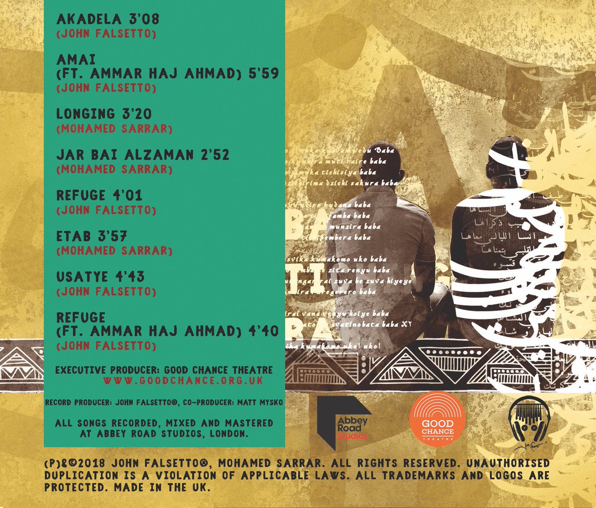 FalsettoJohn's tweet photo. 🚨ALBUM: #SoundsOfRefuge
It’s #Mbira Month! And it’s only correct to share this very special collaborative music project with @mosarrar1 featuring @ammarhajahmad & Duncan Webb. Sponsored by @GoodChanceCal , & recorded @AbbeyRoad Cover art by @majid_adin https://t.co/QOTB6HoR83