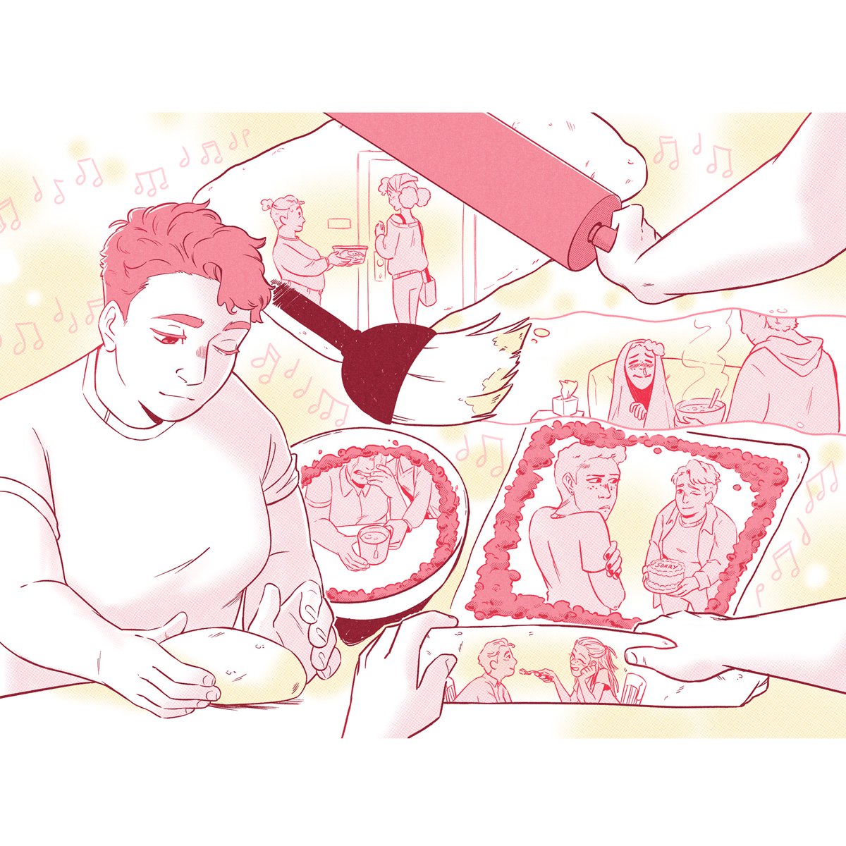 PatchworkZine's tweet photo. Here are some snapshots from the August issue: Someone cooked here... Jordan Chase shares some currants rolls with a side of complex family dynamics.  

Experience the full comic in our new issue! Link in bio. 

#comics #comiczine #patchworkzine #sequentialart https://t.co/xpdxk5Q7ky