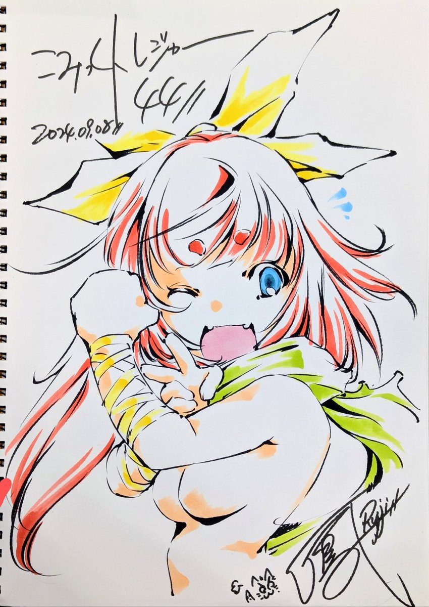 「そして、現場で描いたスケブとか色紙達」|おおとりりゅうじのイラスト