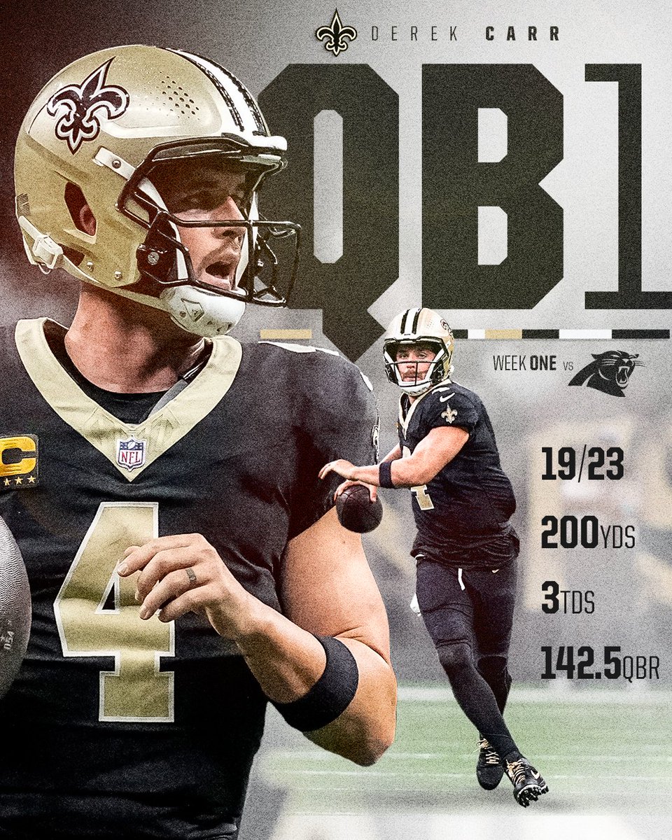 Saints's tweet photo. Derek Carr played football today ⚜️ https://t.co/Onzjg8rlk6