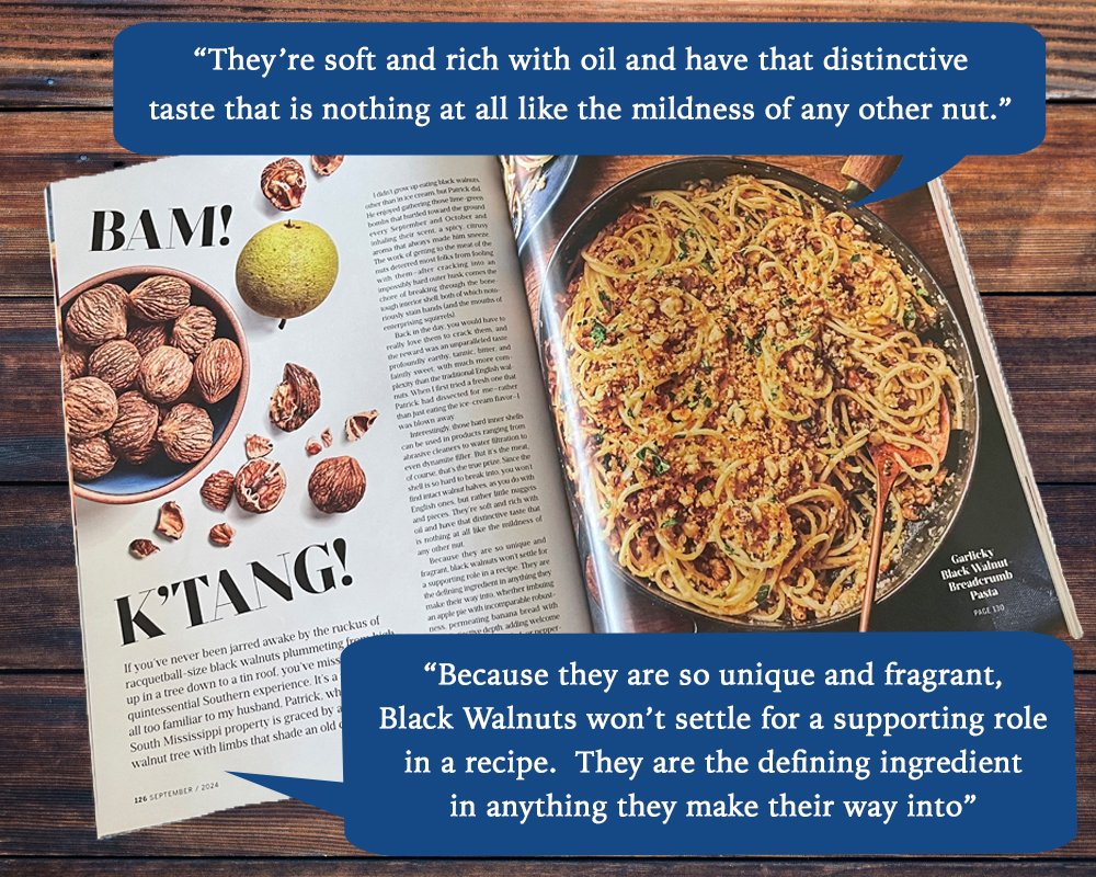 If you haven't  grabbed your copy of the Sept issue of #southernliving yet, you can now read the Black Walnut feature online!   Read first hand what this wonderful wild nut has to offer + try 5 brand new Black Walnut recipes! southernliving.com/black-walnut-r…

#blackwalnuts #recipes