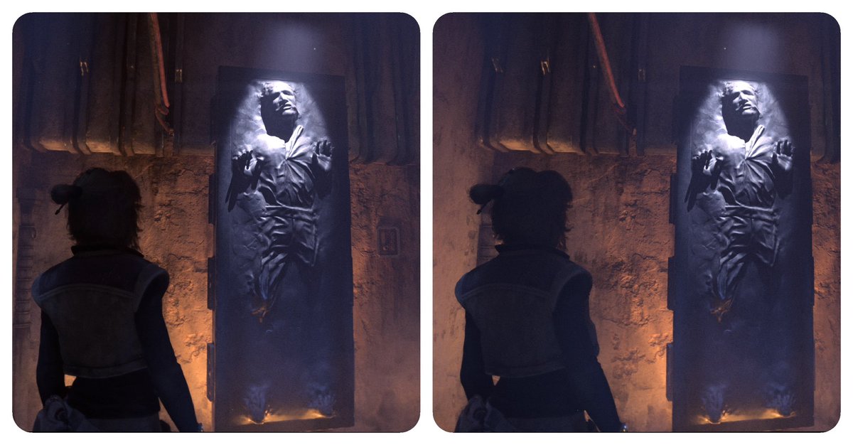 StereoSimian's tweet image. Checking out the artwork on display at Jabba’s Palace. 

Interesting choice of material - carbonite all the way from Bespin I believe.