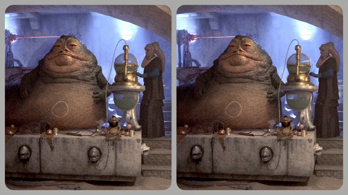 StereoSimian's tweet image. Checking out the artwork on display at Jabba’s Palace. 

Interesting choice of material - carbonite all the way from Bespin I believe.