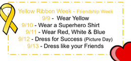 Yellow Ribbon Week starts tomorrow 9/9! 
Send in your pictures to lmagallanes@mvusd.net