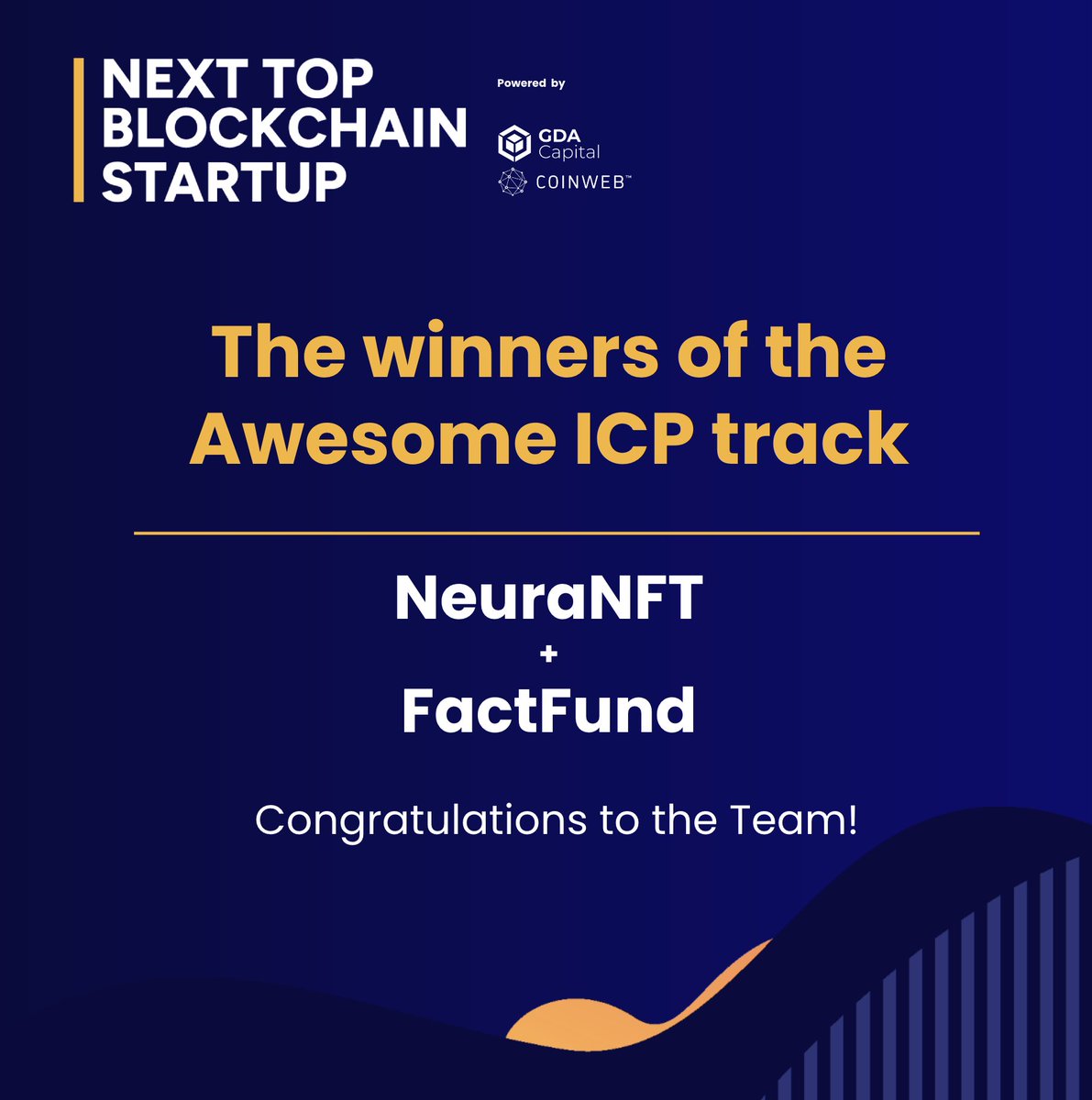 🎉 Congratulations to the winners of the Awesome ICP track! 🏆🚀 <a href="/dfinity/">DFINITY</a> <a href="/DFINITYDev/">DFINITY Developers ∞</a> 

🏅 NeuraNFT 
🏅 FactFund

We can’t wait to see your projects evolve!💡✨