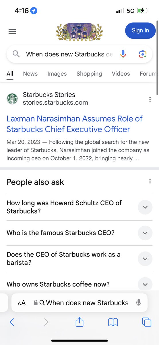 Google search lol.  “When does new Starbucks CEO start?”