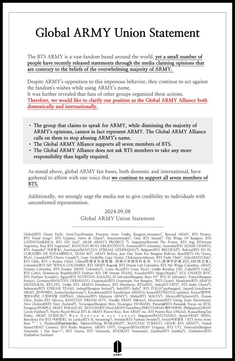 True ARMYs support All 7 💜

#TheStatement7 
#GlobalARMYUnion_BTSis7
