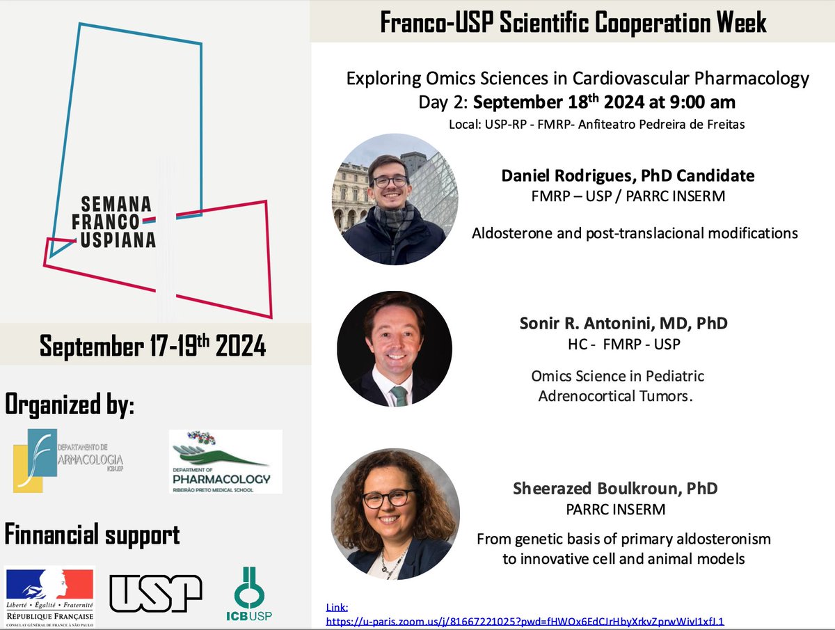 tiagojcosta_'s tweet photo. Don't miss out our 🇫🇷🇧🇷 Franco-USP scientific cooperation week -->>  17-19th September - Hybrid event💪 @orodriguesdani https://t.co/FyLJnFmJzL