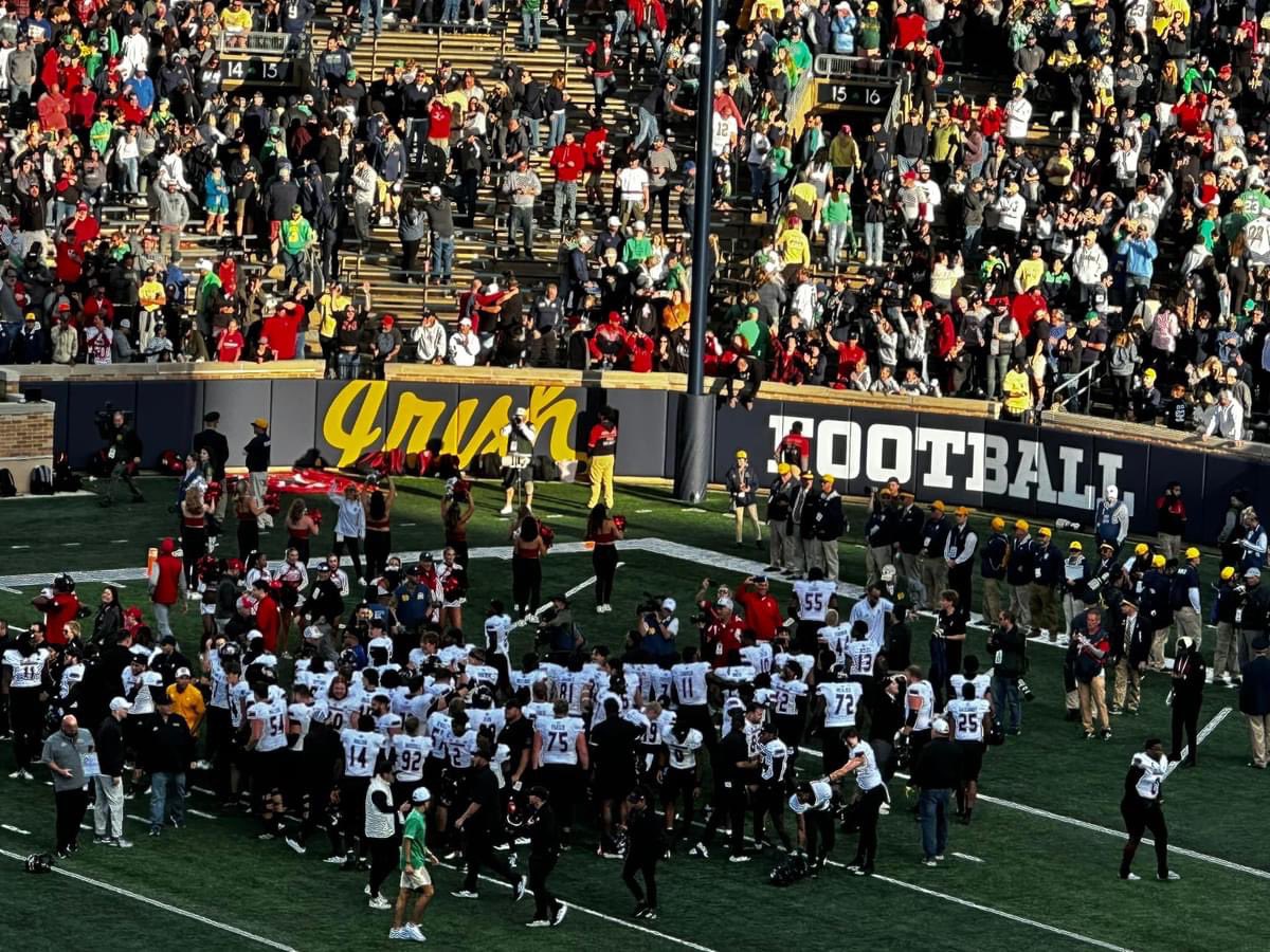 nomototo's tweet photo. @fox11news GB Southwest grad Thomas Paasch #75 was on the field for the NIU FG unit when they kicked the game winner vs. Notre Dame yesterday. Great moment for a great local young man at one of college football’s most historic venues. https://t.co/mNL7Dxxir6