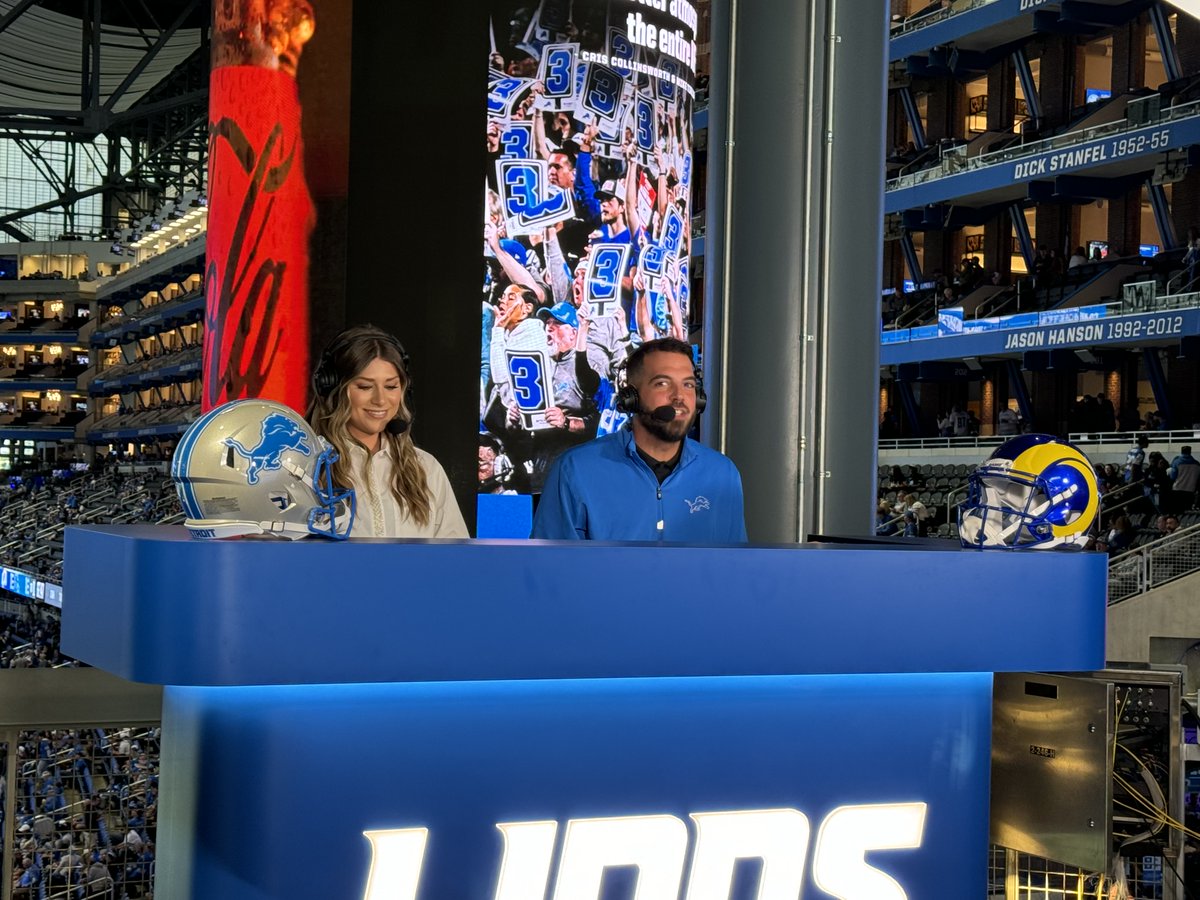 SMCCMonroe's tweet photo. SMCC proudly celebrates two outstanding alums, Anthony Bellino (’06) and Dannie Rogers (’14), who are hosting the Detroit Lions Pregame Show on opening night! You can catch these talented broadcasters all season long at Pride Rock in Ford Field. #BeSaltAndLight #YouBelongHere https://t.co/DuPKUq5fHD