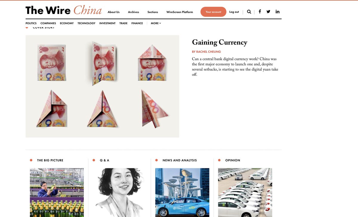 Our new issue is out, with some terrific work by correspondent <a href="/rachel_cheung1/">Rachel Cheung</a>. We're looking at China's digital currency, the market for beer and EVs and a Q&amp;A with <a href="/YuanfenYang/">Yuan Yang</a> , the former FT journalist and now member of Parliament (and author of a new book!). See it all here:
