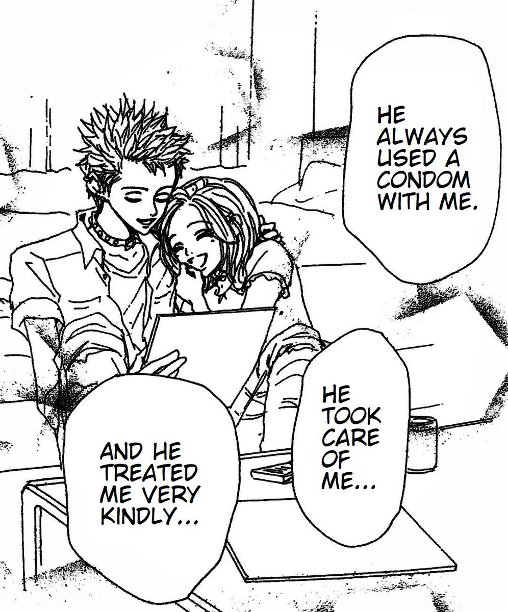 yurimaxed's tweet image. Rape scene /

These two panels are from separate moments in time but they resonate a lot with me. Nana is not stupid, she’s a traumatized woman who was groomed while still a child to accept mediocre and abusive men as her standard.