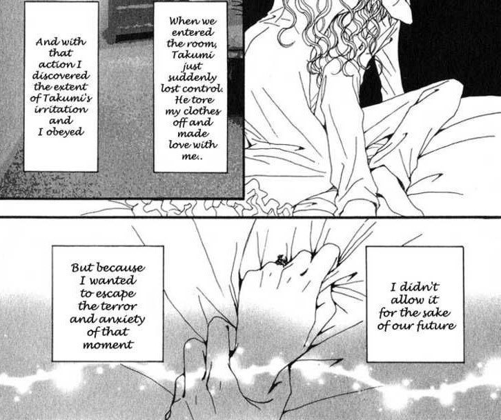 yurimaxed's tweet image. Rape scene /

These two panels are from separate moments in time but they resonate a lot with me. Nana is not stupid, she’s a traumatized woman who was groomed while still a child to accept mediocre and abusive men as her standard.