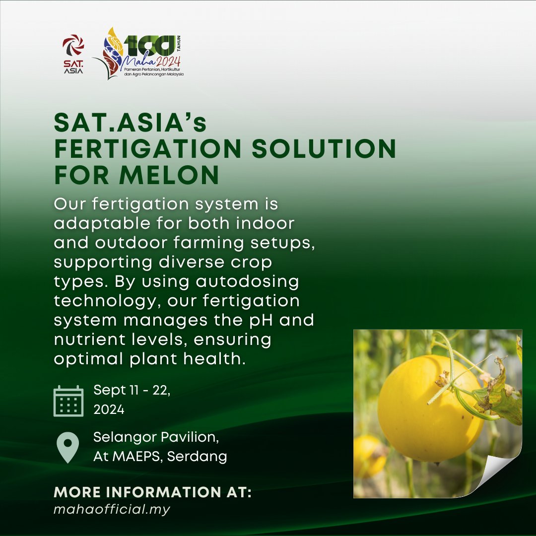 _satasia's tweet photo. #SATAsia’s Fertigation Solution for Melon:

Our fertigation system is adaptable for both indoor and outdoor farming setups, supporting diverse crop types. By using auto dosing technology, our fertigation system manages the pH and nutrient levels, ensuring optimal plant health. https://t.co/Z4lWLNtNEn