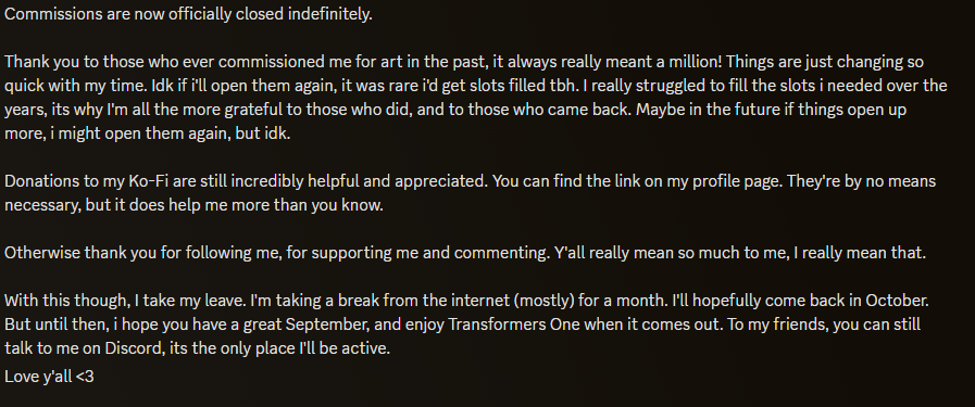 IMPORTANT: Slots closed for the foreseeable future, leaving twitter. Please read, I couldn't fit it all on here lol.