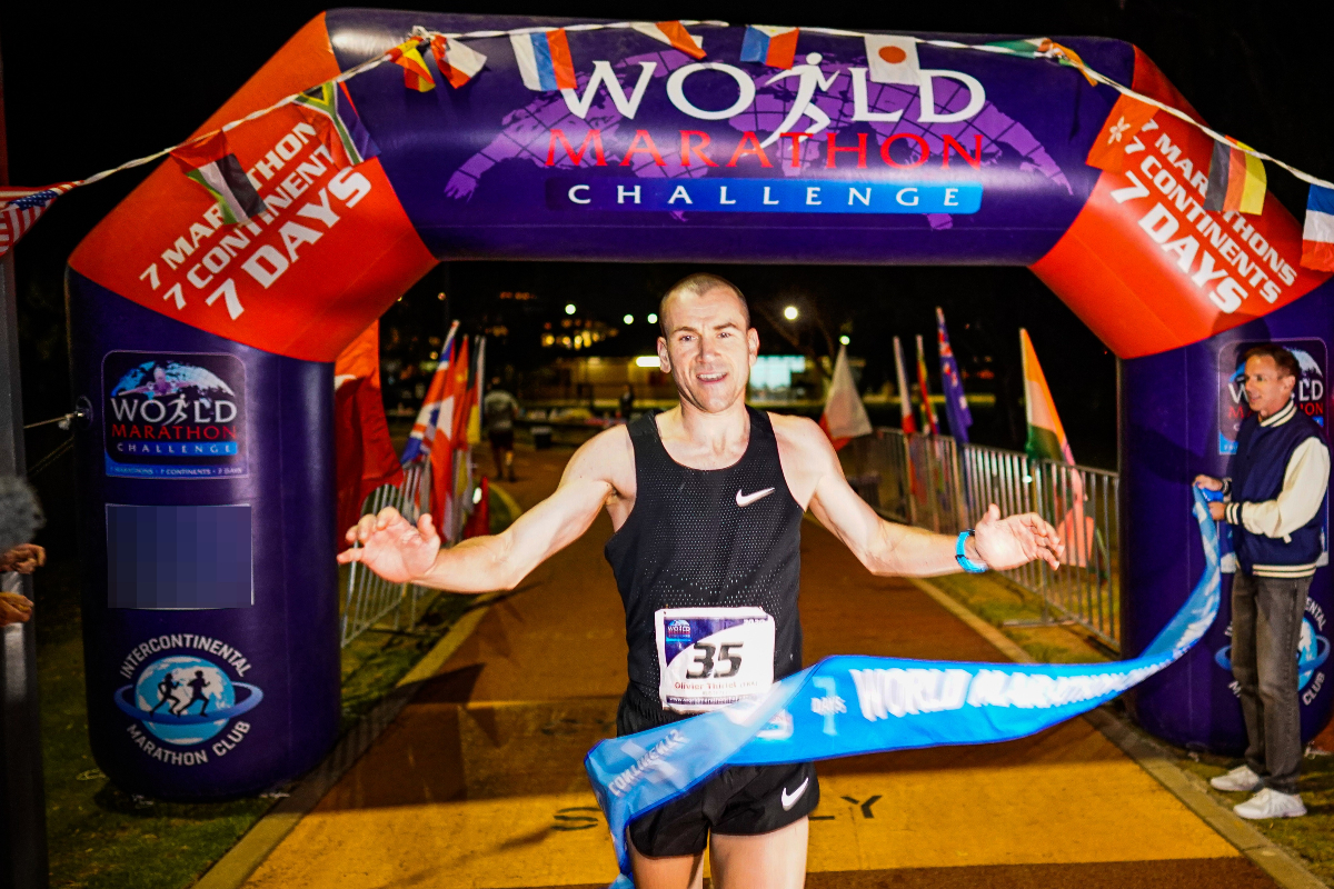 That finish line feeling! Crossing the finish line at the Australia Intercontinental Marathon. 

#7marathons7continents7days  #worldmarathonchallenge  #sevencontinents  #runbuk  #777  #australia  #marathons