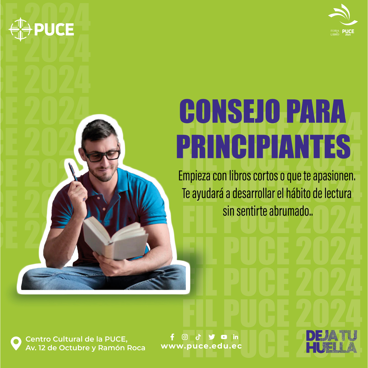 Editorial PUCE (@publicapuce) on Twitter photo ¿Buscas mejorar tu experiencia de lectura? ¡Descubre nuestros tips para disfrutar cada libro al máximo! Sumérgete en la lectura con estrategias que te ayudarán a captar más detalles, explorar nuevos géneros y hacer de cada libro una aventura inolvidable. 📚✨
#fyp #FILPUCE2024 ¿Buscas mejorar tu experiencia de lectura? ¡Descubre nuestros tips para disfrutar cada libro al máximo! Sumérgete en la lectura con estrategias que te ayudarán a captar más detalles, explorar nuevos géneros y hacer de cada libro una aventura inolvidable. 📚✨
#fyp #FILPUCE2024