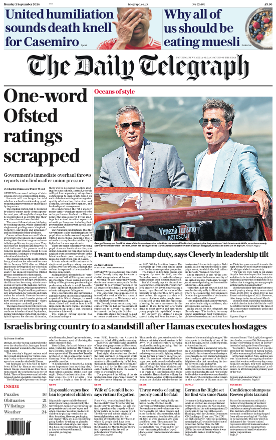 Telegraph's tweet photo. 📰 'One-word Ofsted ratings scrapped'

#TomorrowsPapersToday

Sign up for the Front Page newsletter
https://t.co/x8AV4Oomry https://t.co/cayMmiDrEk