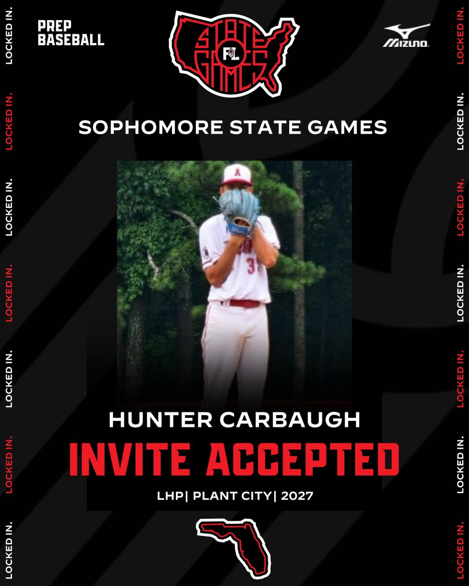 𝐈𝐍𝐕𝐈𝐓𝐄 𝐀𝐂𝐂𝐄𝐏𝐓𝐄𝐃 ✅

'27 LHP Hunter Carbaugh (Plant City) has accepted his invite to the 2024 Sophomore State Games.

Request an invite ➡️ loom.ly/zS9W4q4

<a href="/huntercarbaugh/">Hunter Carbaugh</a> | <a href="/athletics_pchs/">PCHS Athletics</a> | <a href="/FBH_Angels/">FBH-Angels Baseball</a>
