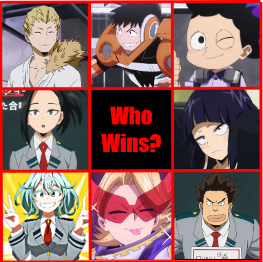 LizBroadway's tweet photo. A Battle Royale between the side characters of MHA! Who wins? https://t.co/62Obels86m