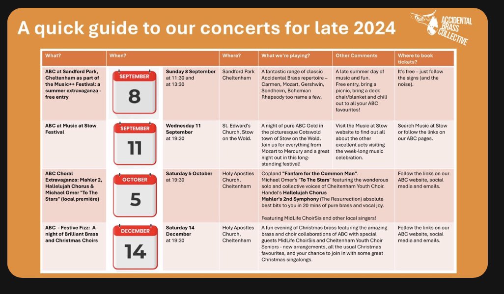 AccidentalBrass's tweet photo. Exciting few months ahead for @AccidentalBrass. See our user-friendly guide attached and hop over to our Facebook page for more info: 

#BrassResurrection https://t.co/l5M6Cs3Wfb