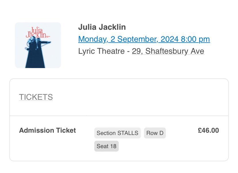 yasgagaslaymam's tweet image. Selling 1 Julia Jacklin ticket for London at the lyric theatre, night 1 (September 2) a lot lower than face value, really good seat! 
#juliajacklin 🙏🙏🙏