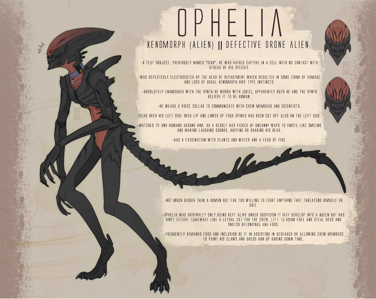 MiraiOpus's tweet photo. A good time to repost this lil ref of my xenosona asdgjk
#Xenomorph #AlienRomulus https://t.co/aZyFU3pcMD
