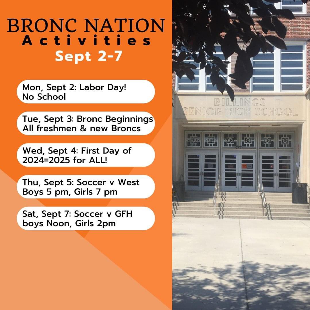 It's Back-to-School time! Here are the Bronc Nation events (home events) happening the first week of September! Welcome back, Broncs!