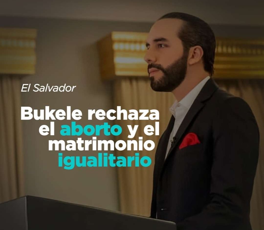 🚨I 🇦🇷 DURÍSIMO GOLPE AL FEMINISMO Y COLECTIVO LGBT 🔥 

😎 El presidente de El Salvador, Nayib Bukele, prohibió el aborto terapéutico y el matrimonio igualitario gay LTGBQ. 

Fuente: CNN