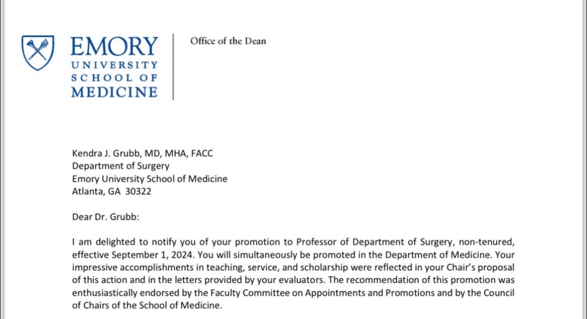 Starting TODAY - the Emory University Division of Cardiothoracic Surgery will have its first PROFESSOR of Surgery who is a woman!

It’s time!

#SomeWomanHasToBeFirst