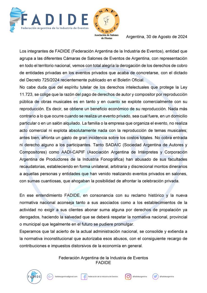 ASAFI MENDOZA (Asociación de salones de Fiestas) tweet media