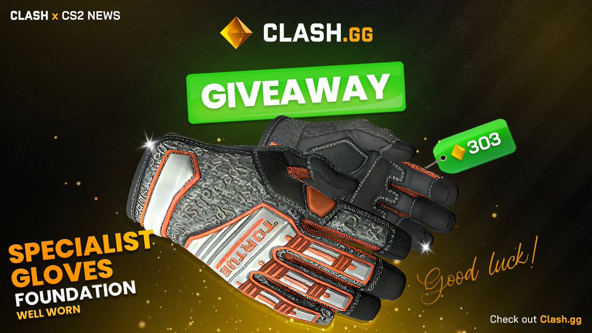 cs2newsupdate's tweet image. CS2 GIVEAWAY

🎁  Specialist Gloves | Foundation (289$)

Steps to join 👇 
✅ Follow @clashdotgg &amp;amp; @cs2newsupdate 
✅ Retweet
✅ Tag 1 friend