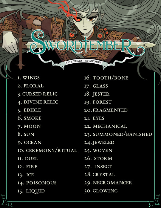 Do baben, se me olvidó que hoy empezaba el #swordtember2024, voy a intentar hacer todas las posibles pero no prometo nada.

Acá pongo el prompt list, a ver si no me muero o algo