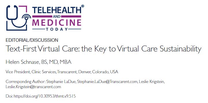 THMToday's tweet photo. >>> NEW in #THMT
Text-first virtual care: The key to virtual care sustainability | Telehealth and Medicine Today https://t.co/S8AAud2suN 

#accesstocare #AI #AIinhealthcare #comprehensivecaredelivery #textbasedvirtualcare #virtualcareutilization #telehealth @transcarent https://t.co/5kf9XZQcXR
