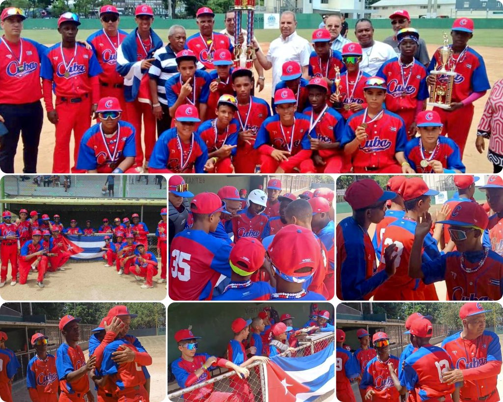 El equipo de béisbol sub-12 años ganó invicto el XII Torneo Panamericano de Béisbol infantil, en República Dominicana. Conmueve ver a estos  prometedores campeones defender y batear, celebrar y lamentar una jugada. #Cuba les aplaude y agradece la entrega a esa pasión que nos une.
