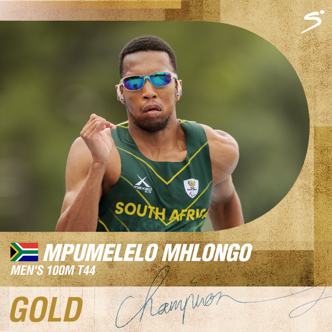 SuperSportTV's tweet photo. 𝐆𝐎𝐋𝐃 𝐅𝐎𝐑 𝐌𝐏𝐔𝐌𝐄𝐋𝐄𝐋𝐎 𝐌𝐇𝐋𝐎𝐍𝐆𝐎 🇿🇦

The sprinter has just won South Africa's first medal at the #Paralympics 💪🔥 https://t.co/1s3VxncVEc
