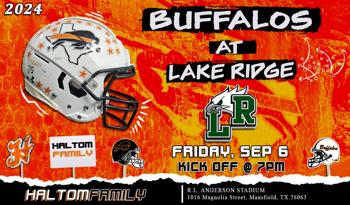 Coach Tucker - Haltom (@coach_jwtucker) on Twitter photo #HaltomFamily Varsity Football is on the Road for Week 2 vs Mansfield Lake Ridge at RL Anderson Stadium.
KO is 7pm on Friday, Sep 6. <a href="/HHSBuffNation/">Haltom High Buff Nation</a> <a href="/FootballHaltom/">Haltom Football Boosters</a> #HaltomFamily Varsity Football is on the Road for Week 2 vs Mansfield Lake Ridge at RL Anderson Stadium.
KO is 7pm on Friday, Sep 6. <a href="/HHSBuffNation/">Haltom High Buff Nation</a> <a href="/FootballHaltom/">Haltom Football Boosters</a>