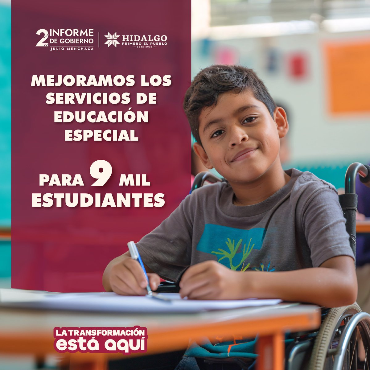 #LaTransformaciónEstáAquí

Fortalecimos los servicios de Educación Especial, en favor de las personas con discapacidad. 

El bienestar del pueblo es nuestra prioridad, visiten segundoinforme.hidalgo.gob.mx para más información.

#2doInformeHidalgo