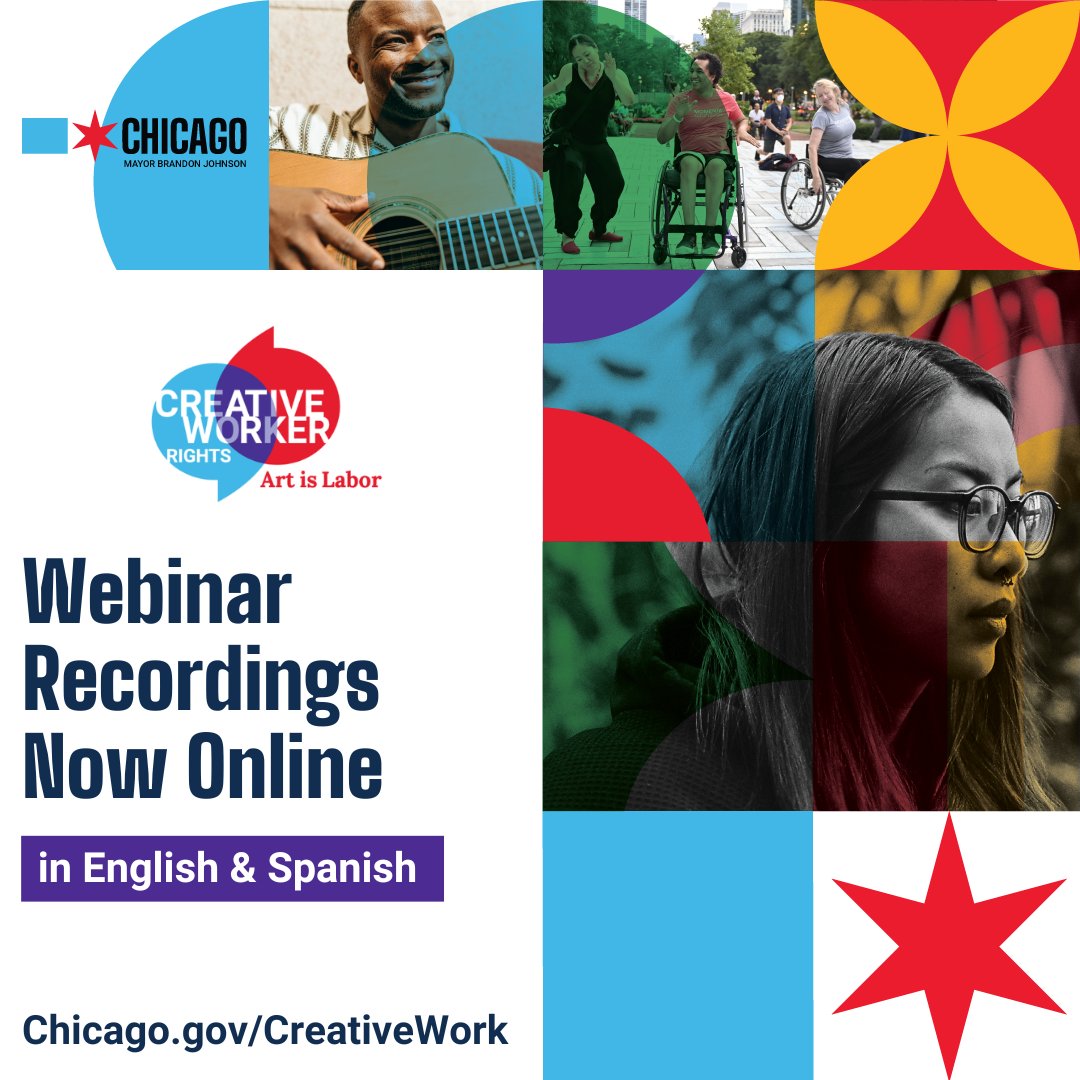 ChicagoDCASE's tweet photo. Happy #LaborDay weekend!
DCASE & @ChicagoBACP know that ART IS LABOR. Learn more about Chicago’s labor laws including Minimum Wage, Paid Leave, Fair Workweek and Wage Theft. WATCH THE WEBINARS online in English + Spanish at https://t.co/nUPempKn7t #ArtIsLabor #FreelanceIsntFree. https://t.co/1cBuaPAXRU
