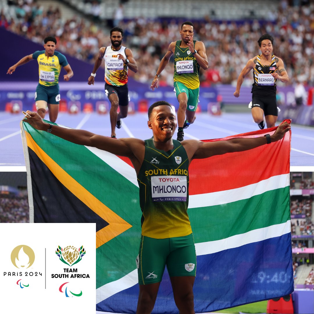 OfficialTeamRSA's tweet image. 🇿🇦MPUMELELO MHLONGO STRIKES GOLD! 🇿🇦🥇

South Africa’s first medal 🥇 at the #Paralympics goes to sprinter Mpumelelo Mhlongo! 

What a moment for #TeamSA! 💪🔥

#TeamSA #ForMyCountry #Paralympics