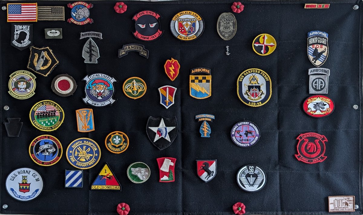 VFWPost3285's tweet photo. Our patch wall continues to grow. Bring in your unit patches! #Frederick #VFW #PostHome https://t.co/7RNhiVwOOG
