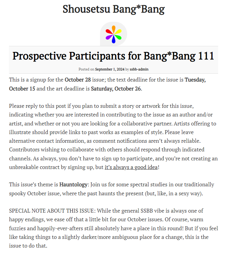 s2b2's tweet photo. Sign up to contribute your stories and/or art to our terrifyingly sexy October issue, Hauntology! https://t.co/pY5oXZfPlA https://t.co/sSvuRMFfiK