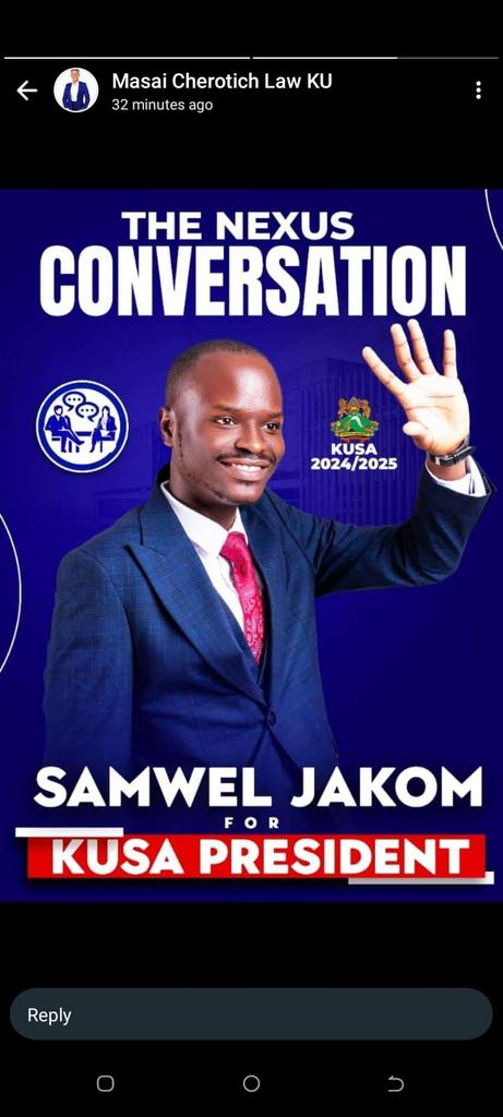 Fellow Gallant Comrades, today I officially present to you my candidature for the Kenyatta University Students' Association (KUSA) Presidency. Join me in this journey as we converse on how to rejuvenate KUSA. 
#teeth 
#Casemiro