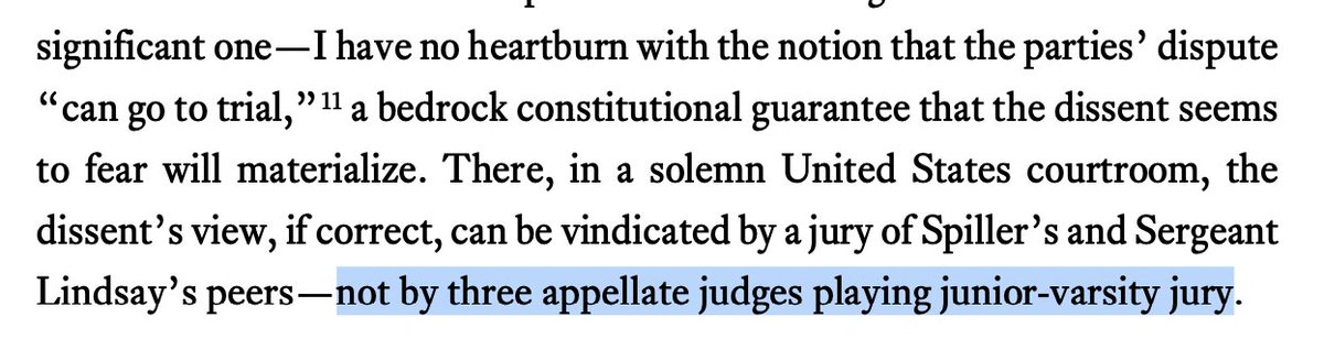 Another CA5 QI case where there's a very sharp disagreement about video evidence between the majority (which denies QI) and Judge Jones' dissent.  

<a href="/JusticeWillett/">Judge Don Willett</a> says that a real jury should decide this kind of dispute, not a JV jury.  

ca5.uscourts.gov/opinions/pub/2…