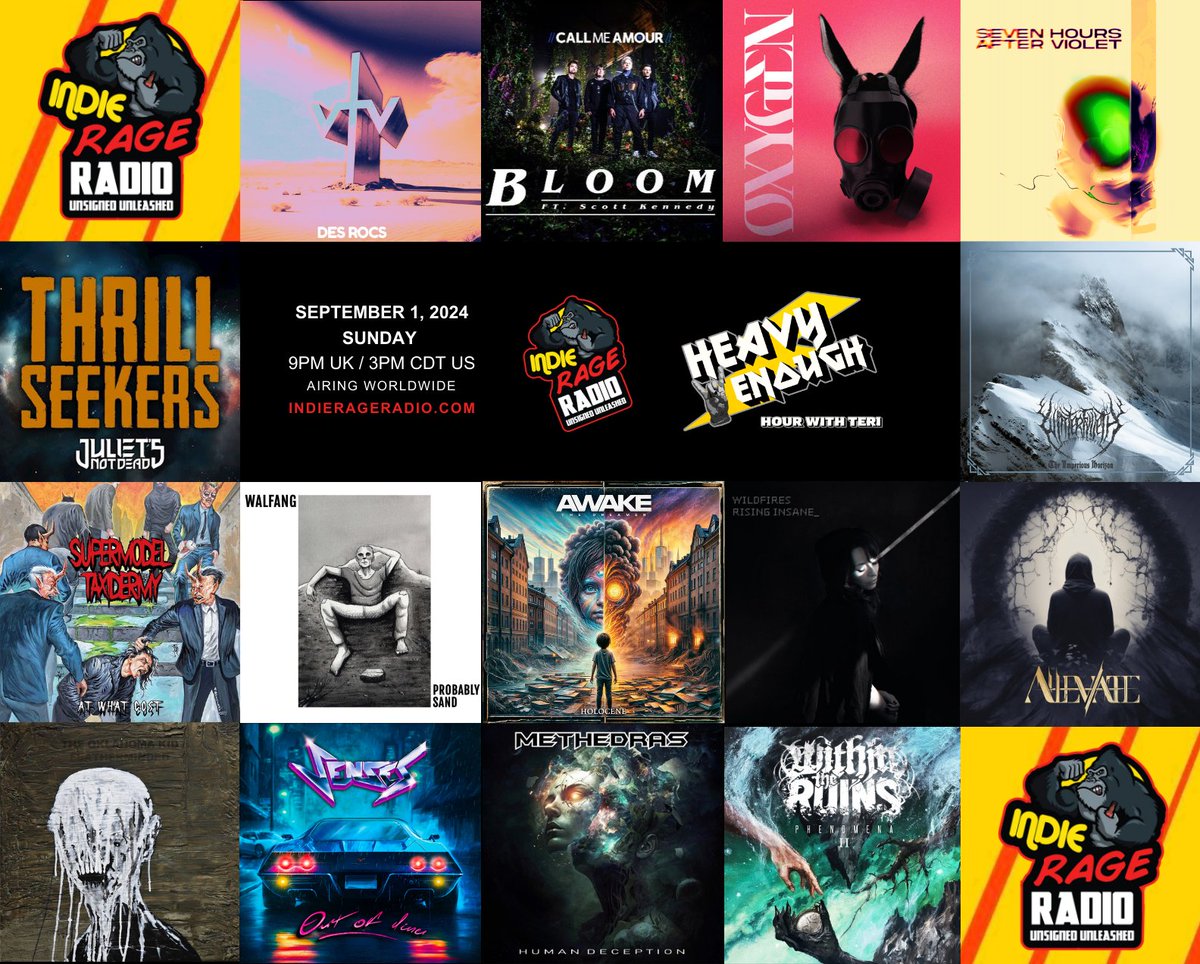 MusicMattersTee's tweet photo. Today 9pmUK 4pmEST
Tune in @IndieRageRadio
🔊https://t.co/fbYDNfmgnz
#HeavyEnough play the new bangers from-
@ATDBandSWE #RisingInsane @Alleviateoffic1 @theoklahomakido #SensesBand @methedrasthrash @withintheruins Enjoy!
Info: https://t.co/ivr7EnJbZH
#NewMusicAlert https://t.co/eamUrqihQG