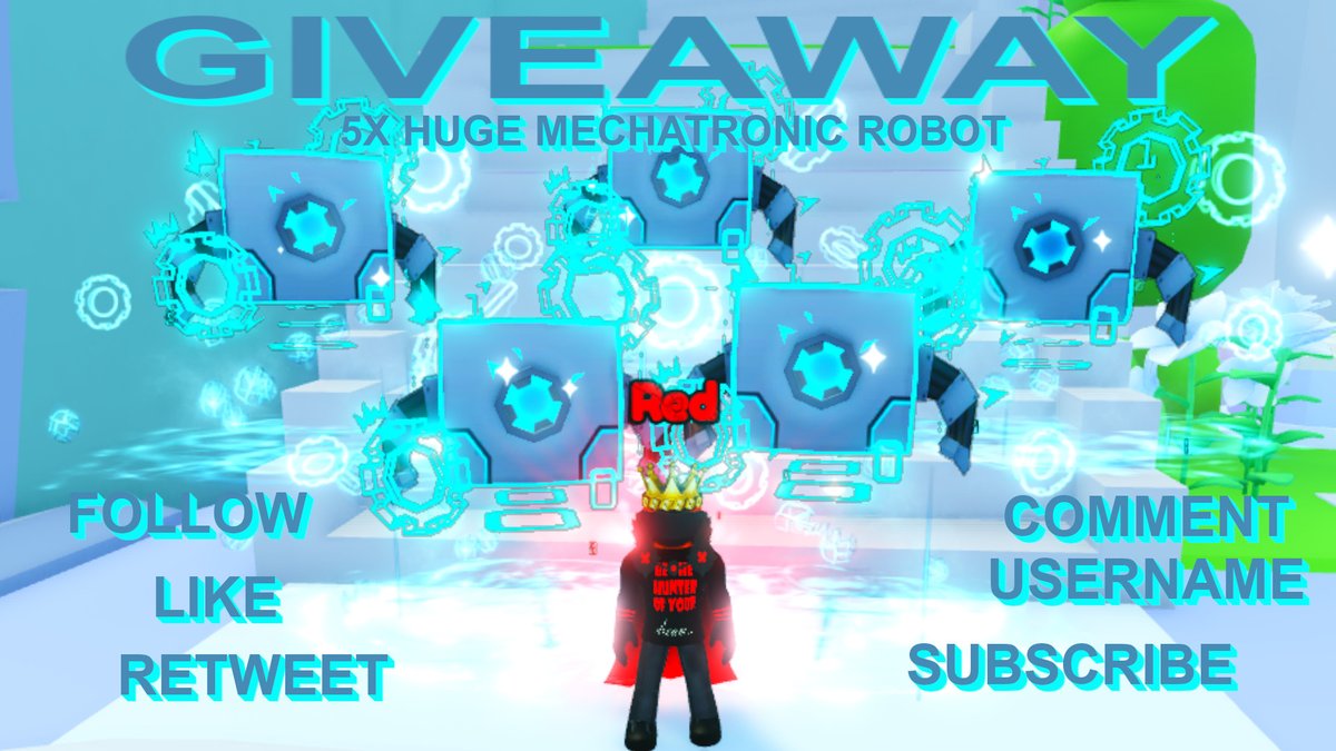 😎😎😎GIVEAWAY😎😎😎
> 5x Huge Mechatronic Robot <

➡️Follow, Like and Retweet
➡️Comment Username
➡️SUB: youtube.com/@sparkleking20

GiveAway ends Sunday, September 8th, 2024.

5 Random winners will be selected through Twitterpicker.

🍀Good Luck!🍀

#ROBLOX #PetSimulator99 #PS99
