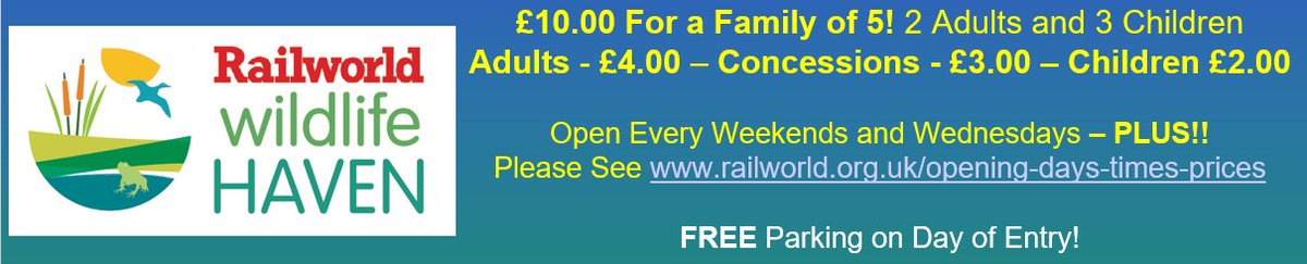The Volunteers at the 'Railworld Wildlife Haven' are now opening Wednesdays and Weekends until School Half Term at End of October... 10:30 till 4:00

We are right alongside the Nene Valley Railways Peterborough Station.