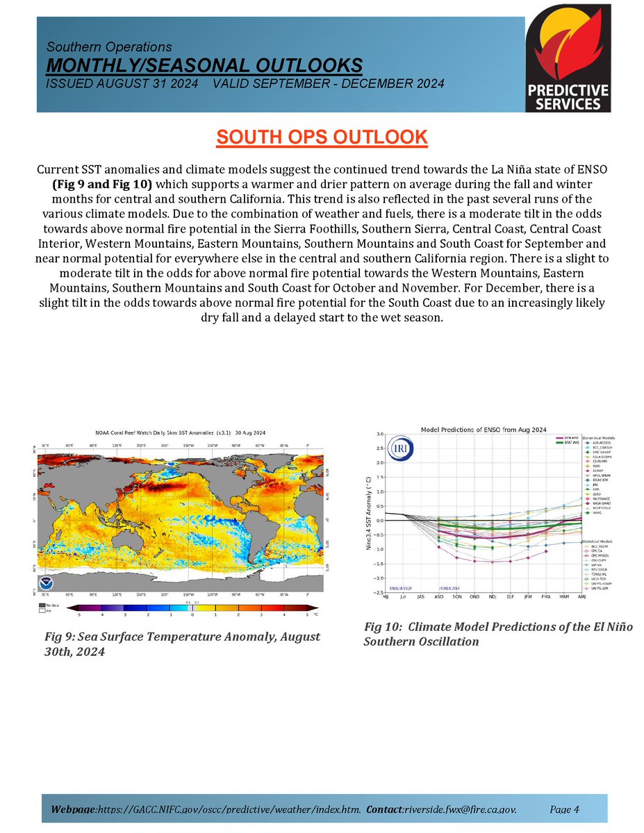 JhawkFire's tweet photo. 2/2 #SoOpsPredServices #Assessment_Outlook Sept-Dec 2024 #FireWeather #FireFuels #FireBehavior
https://t.co/S61aL2PW9b @NWSLosAngeles @NWSSanDiego @NWSSPC @NWS_IMET_OPS @RichIMET https://t.co/W1SrsUhUpK